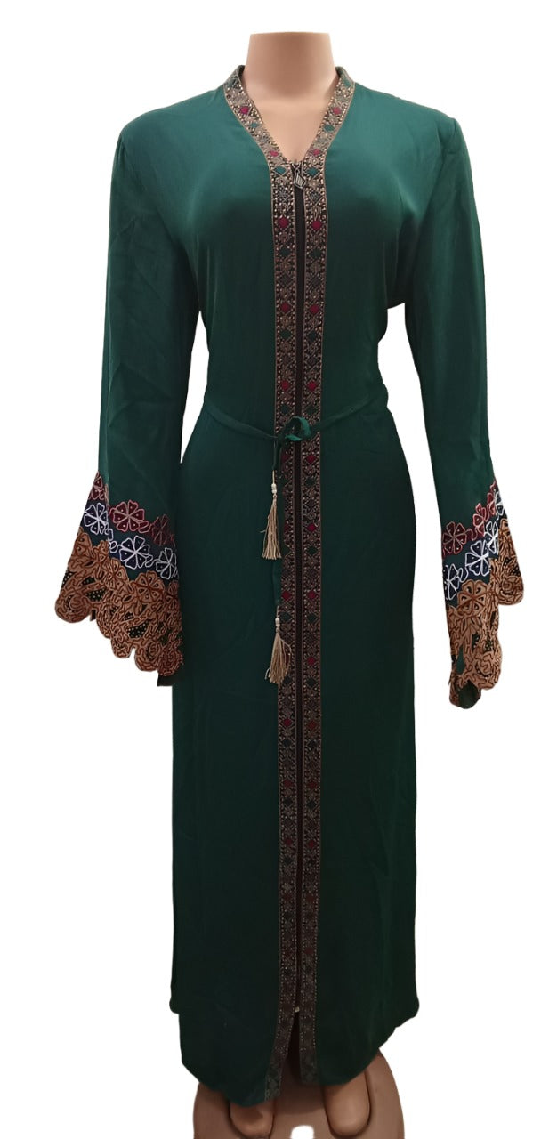 Beautiful Turkey Abaya Gown (Dress) XXL, Green | MBE2a