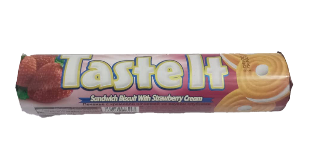 Taste It Sandwich Biscuit With Strawberry Cream, 120g |GMP39a