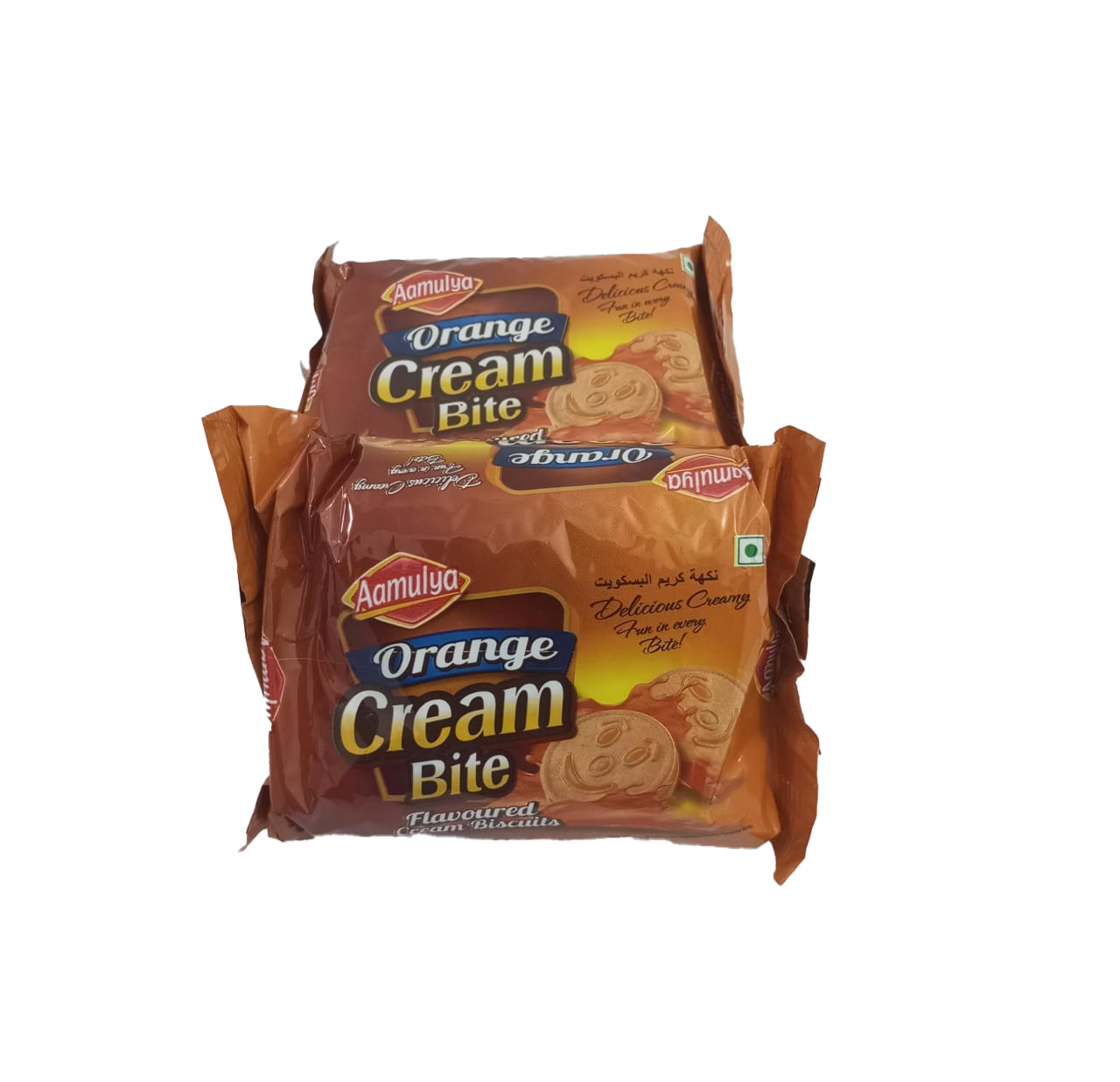 Aamulya Orange Cream Bite Flavoured Cream Biscuits, Brown, 92g |GMP30b