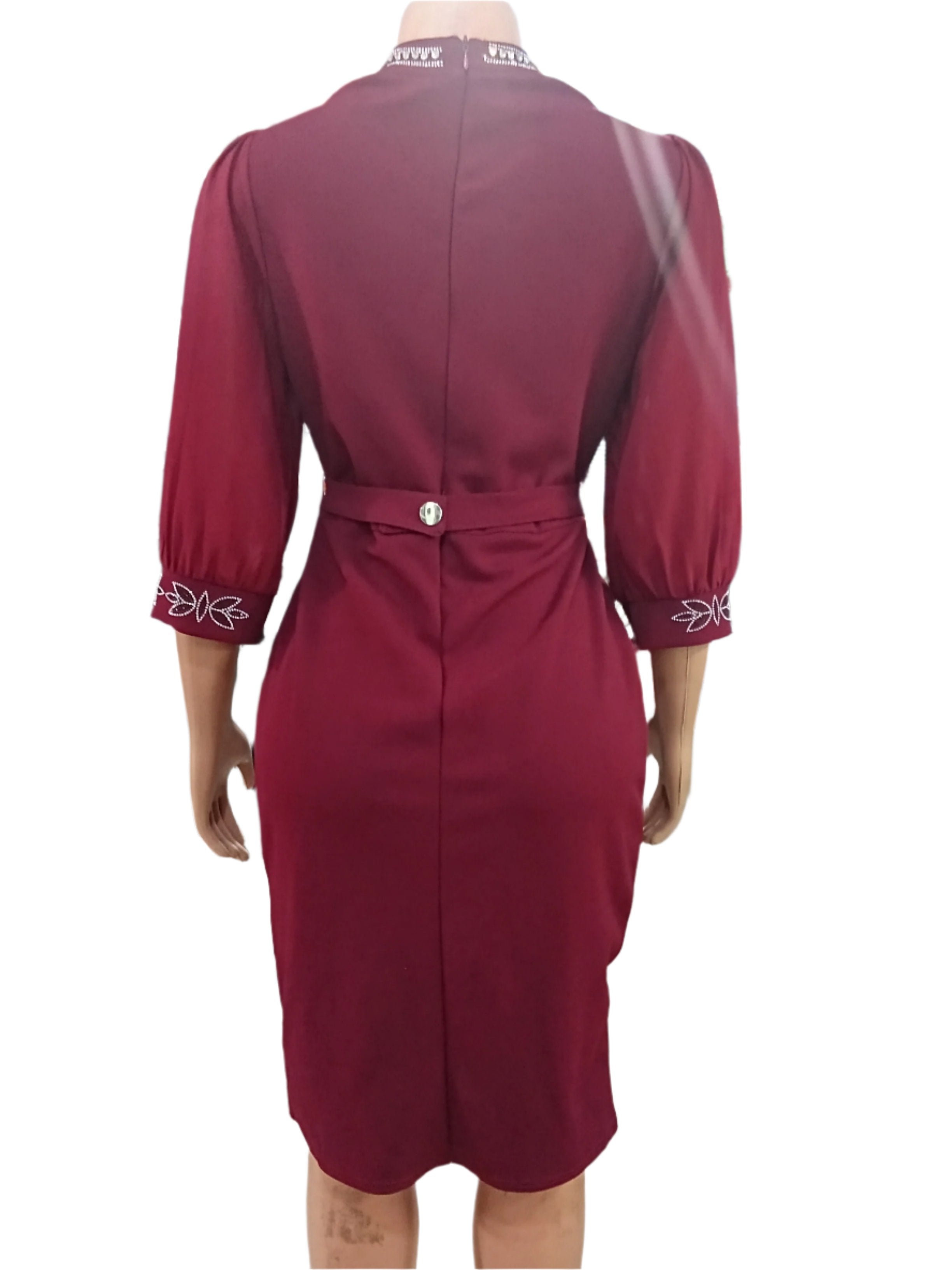 Trending Fashion Stone Gown (Dress) for Ladies 2XL, Wine Red | MNE4b