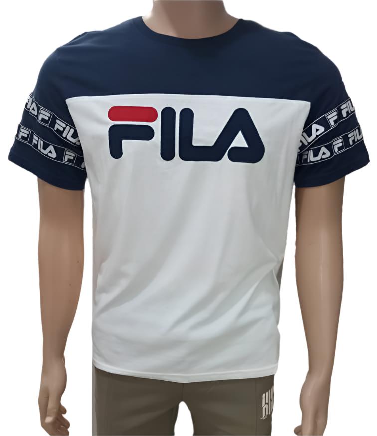 Fila White and Blue Polo T-Shirt (Unisex) | GWDL8