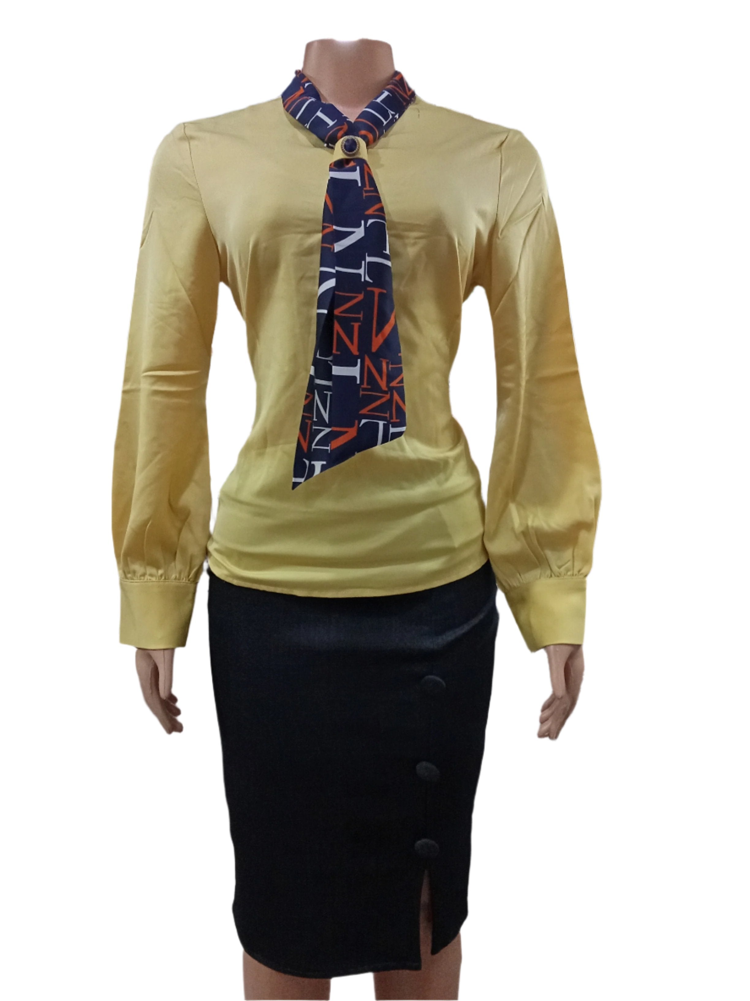 Top Fashion Skirt and Blouse Set for Ladies XL Yellow Top & Free Size Black Skirt | DBK2c