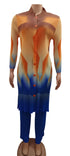 Trendy Turkey Abaya Matching Set (Shirt and Pants) Free size, Black and Blue | MBE4b