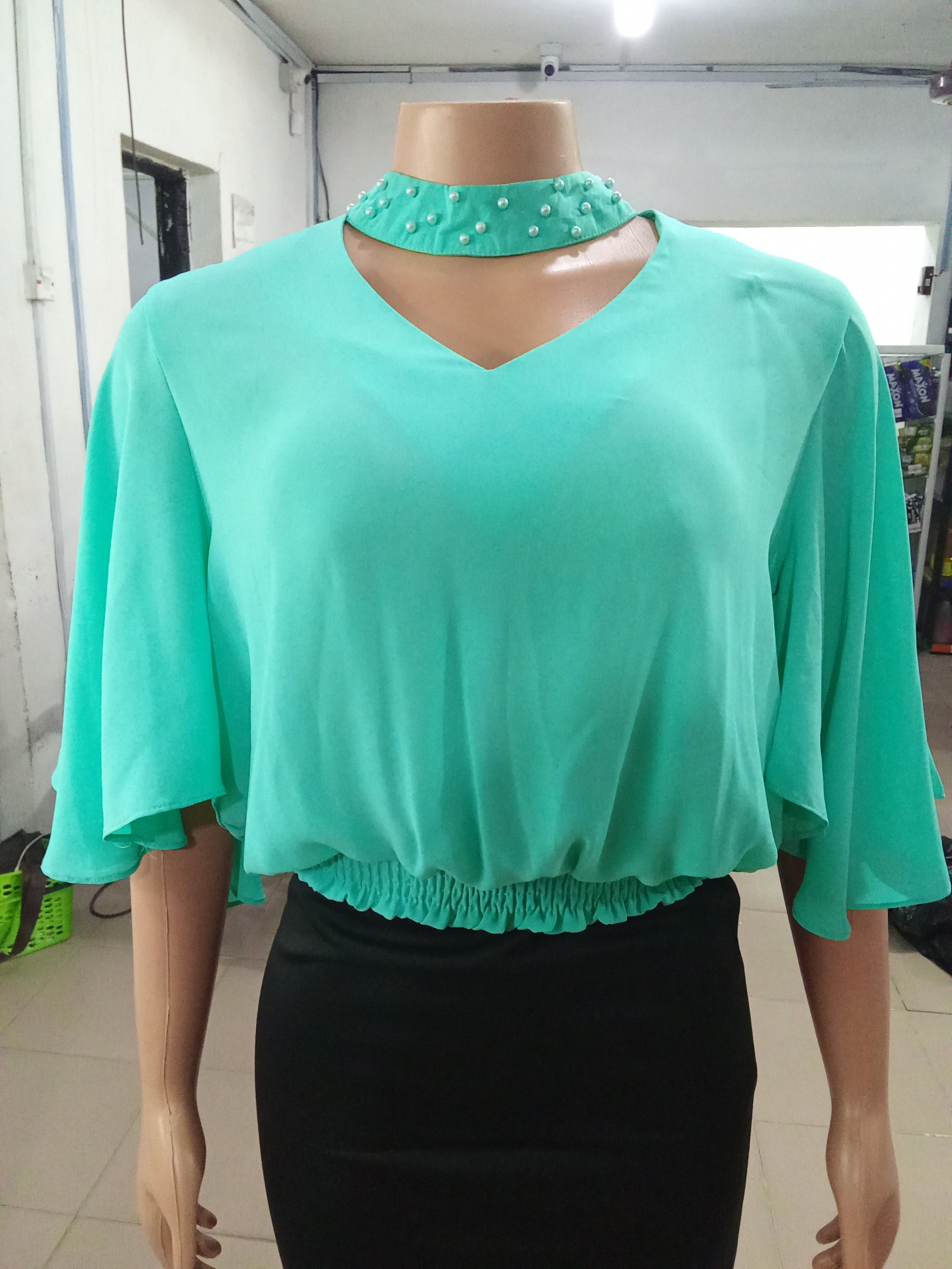 Trending Fancy Seven Fashion Top (Shirt, Blouse) for Ladies Large, Cyan | CYZ5c