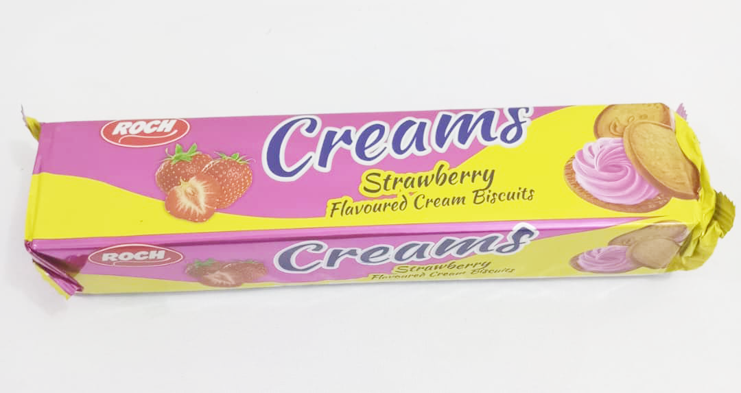 Roch Creams Strawberry Flavoured Cream Biscuits, Blue |GMP14d