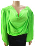 Classic Seven Fashion Designer Crop Neck Top (Shirt, Blouse) For Ladies Large, Lemon green| CYZ2a