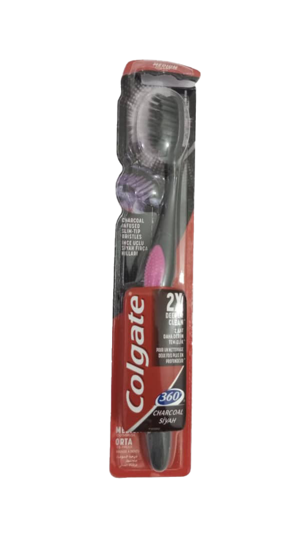 Colgate 2x Deeper Clean Charcoal Sivah Toothbrush, Light Pink | EVG48d
