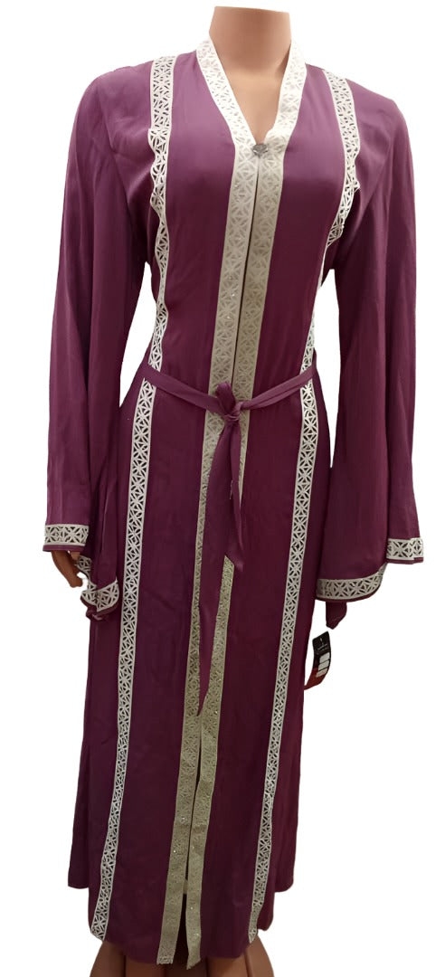 Classy Stylish Turkey Abaya Gown (Dress) XL, Purple | MBE5b