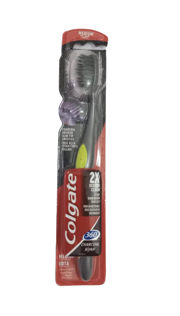 Colgate 2x Deeper Clean Charcoal Sivah Toothbrush, Lemon | EVG48b