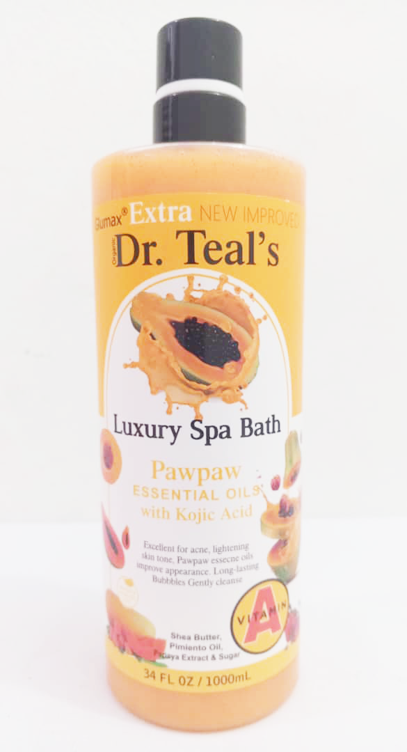 Doctor Teals Foaming Luxury Spa Bath (Pawpaw Essential Oils With Kojic Acid) 34fl.OZ, 1000ML | BLM4b