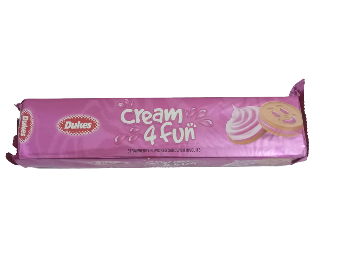 Dukes Cream 4 Fun Strawberry Flavoured Sandwich Biscuits, 150g | GMP12c