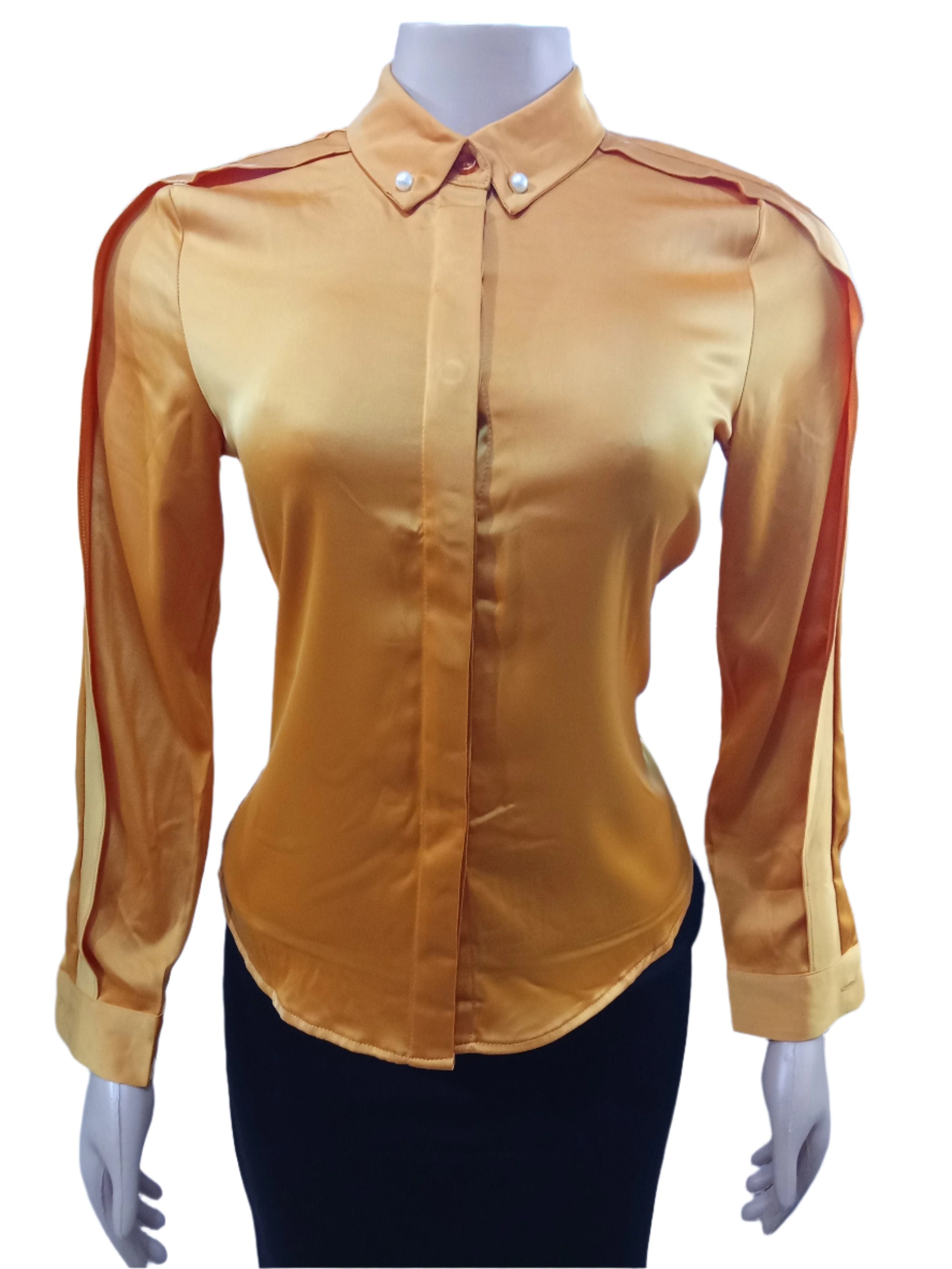 Elegant Stylish Shirt (Top) For Ladies Large, Golden yellow | DBK1b