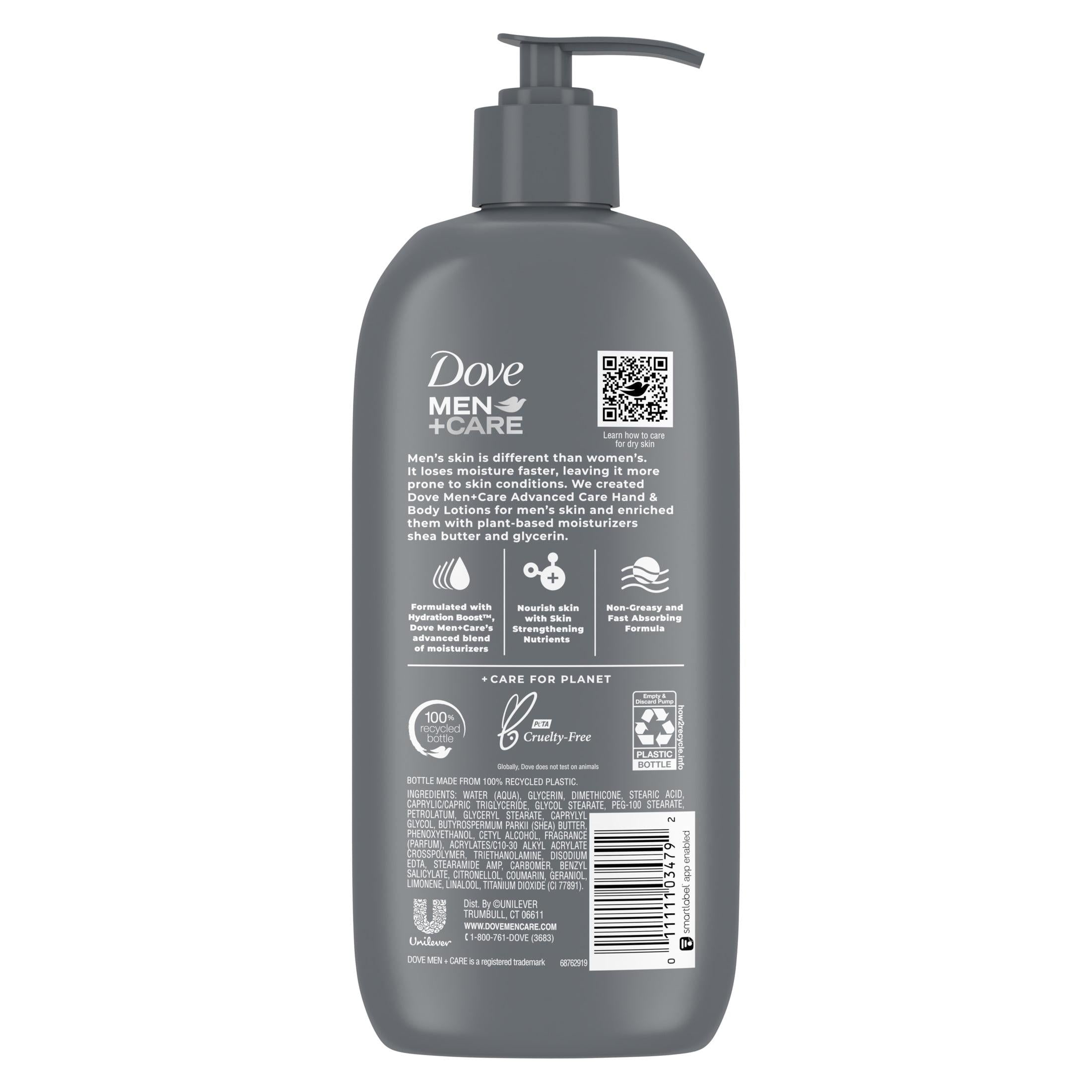 Dove Men+Care Skin Comfort Non Greasy Hand and Body Lotion for Dry Skin, Fresh, 13.5 fl oz | MTTS417