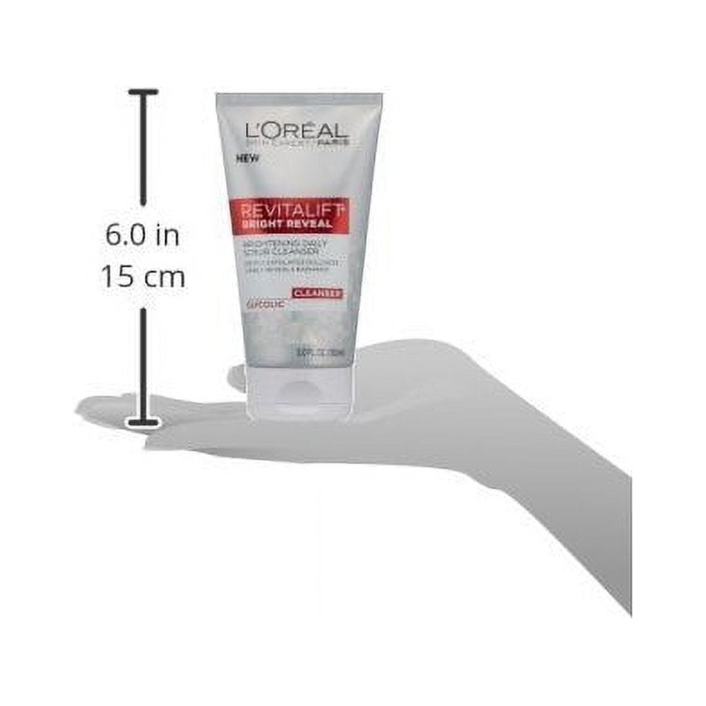 L'Oreal Paris Skincare Revitalift Bright Reveal Facial Cleanser with Glycolic Acid, Anti-Aging Daily Face Cleanser to Exfoliate Dullness and Brighten Skin, 5 Fl Oz (Pack of 1) | MTTS398