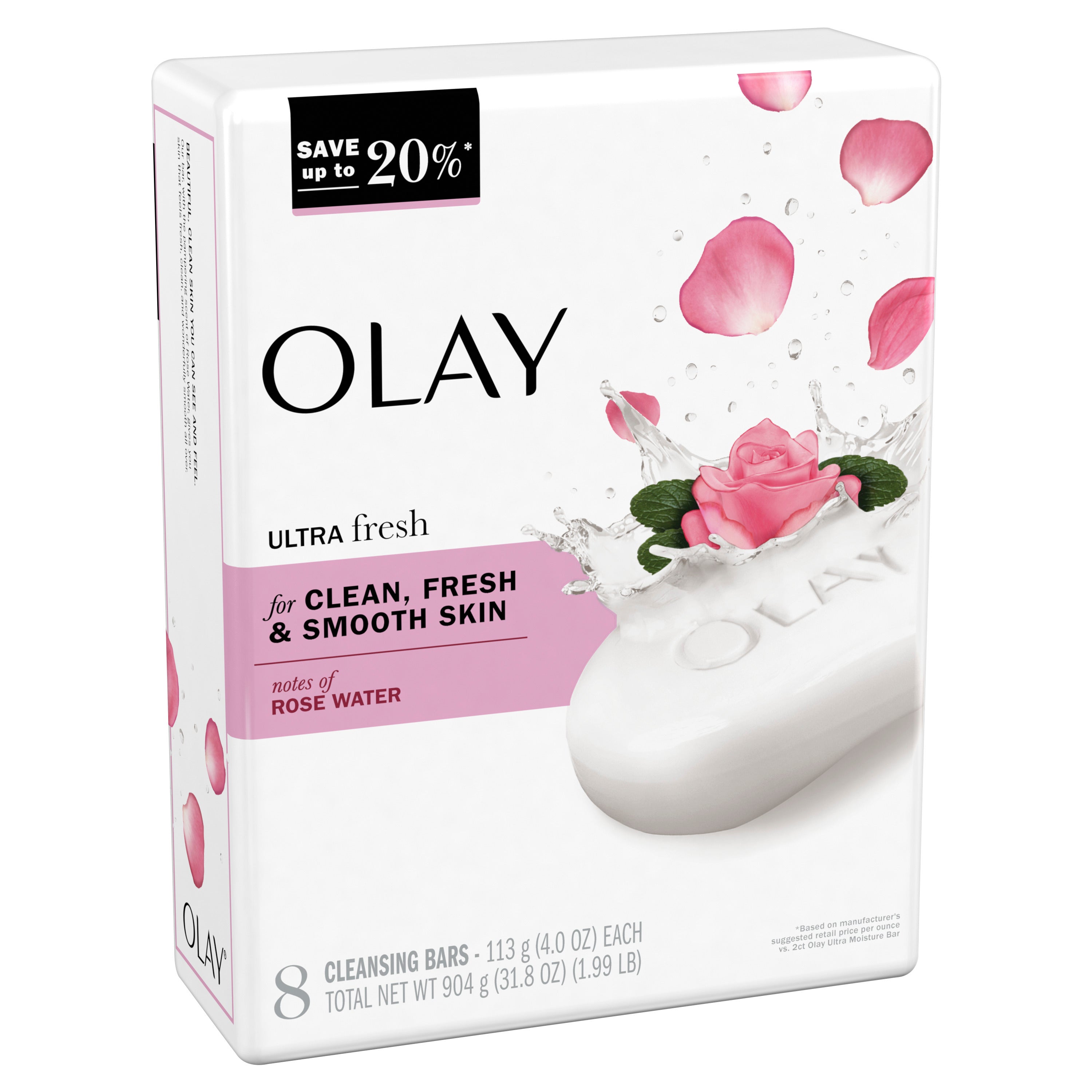 Olay Bath Bar with Notes of Rosewater 4 oz, 8 Count | MTTS337