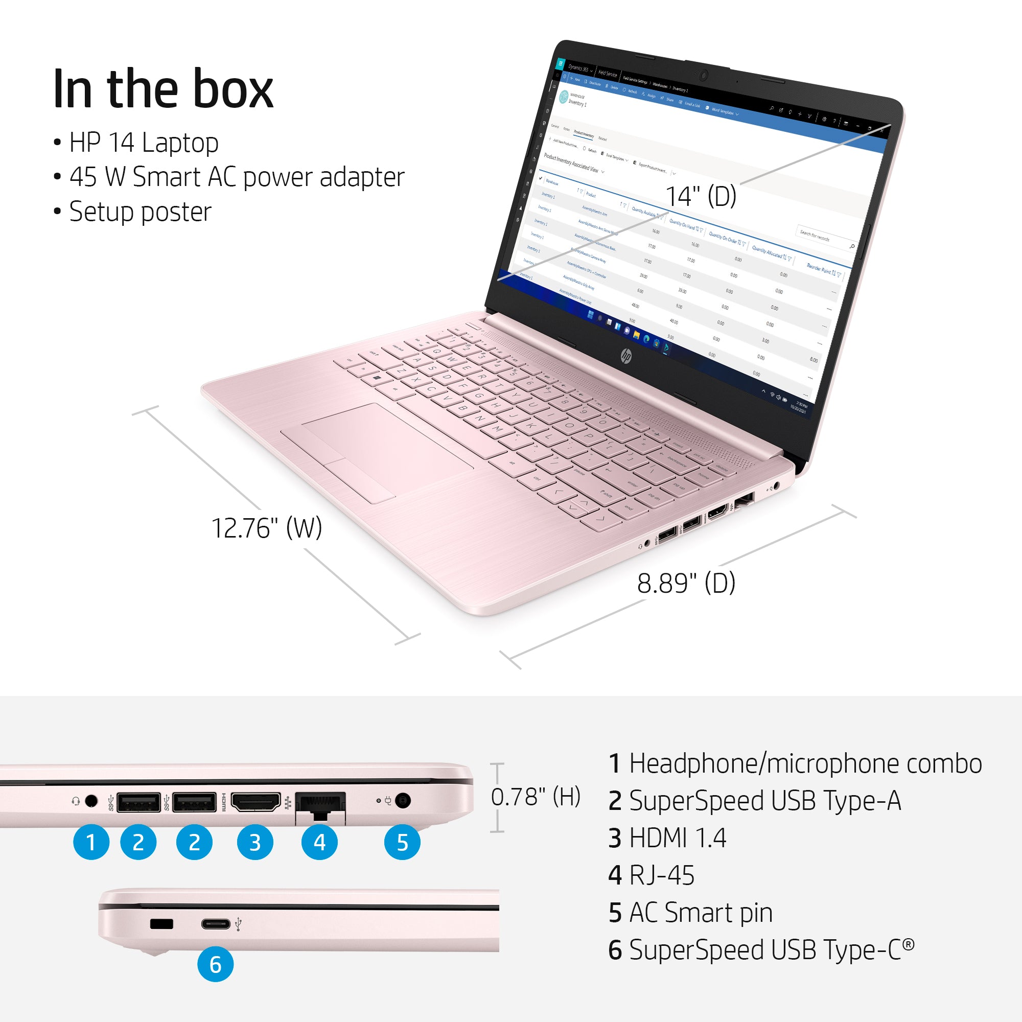HP Stream 14" Laptop, Intel Celeron N4020 Processor, 4GB RAM, 64GB eMMC, Pink, Windows 11 (S mode) with Office 365 1-yr, 14-cf2112wm | MTTS1