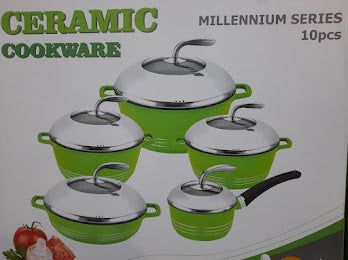 Home Mate Aluminum Premium Nonstick Cookware 5 Pcs, Green for Homes, Hotels, and Restaurants | TCHG319a