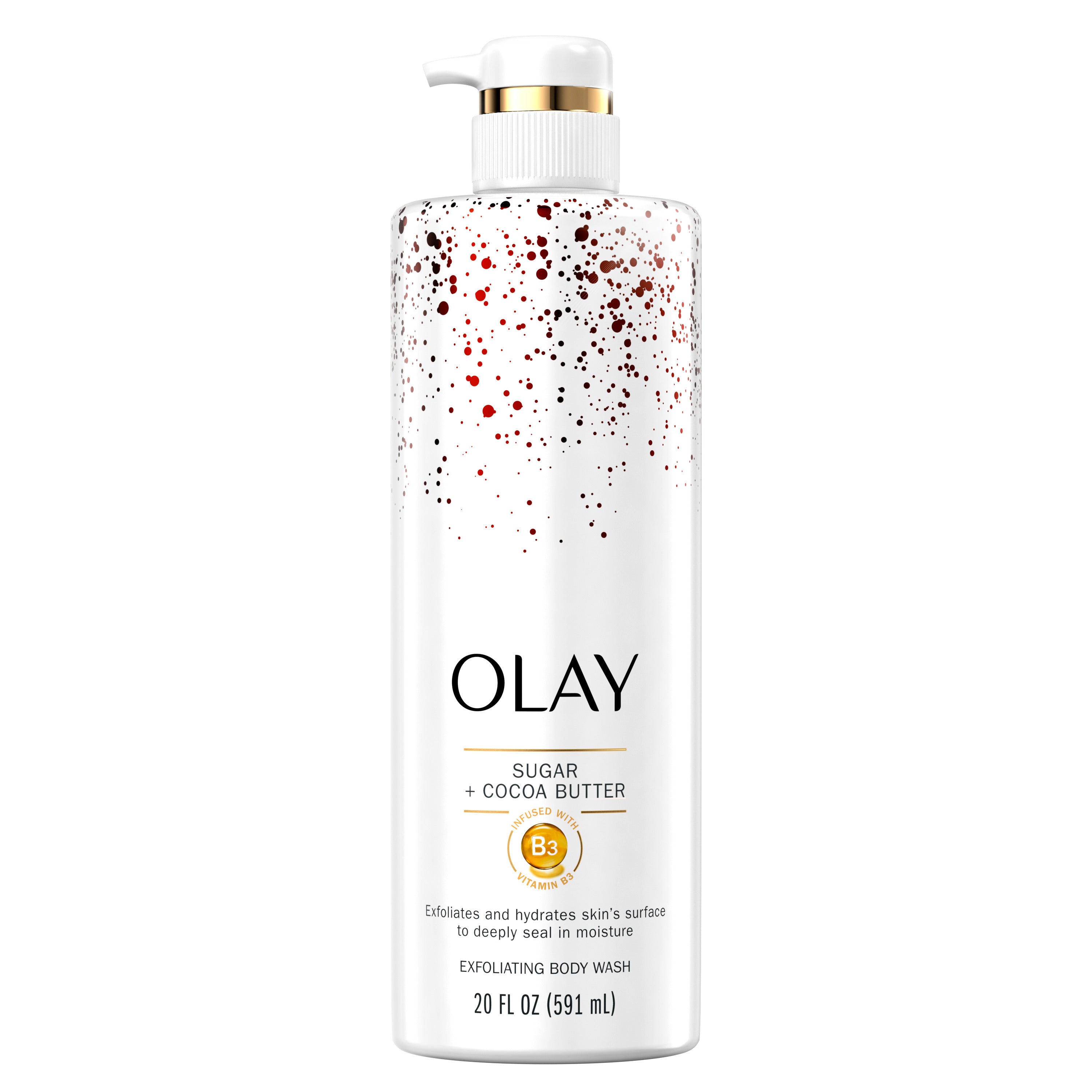 Olay Exfoliating & Moisturizing Body Wash with Sugar, Cocoa Butter, and Vitamin B3, Female, 20 fl oz | MTTS301