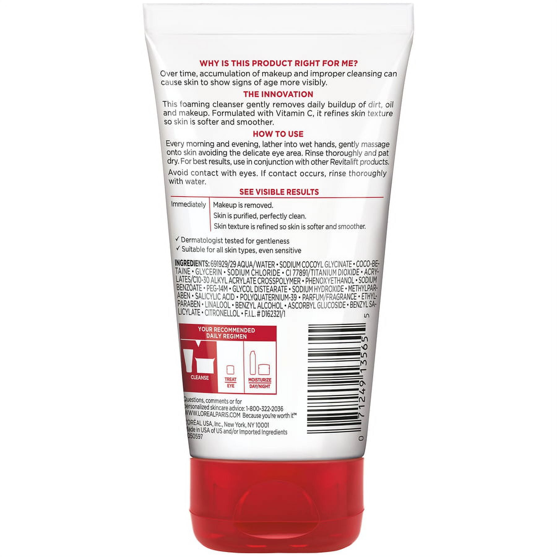 L'Oreal Paris Revitalift Skin Smoothing Cream Cleanser, 5 fl oz | MTTS394