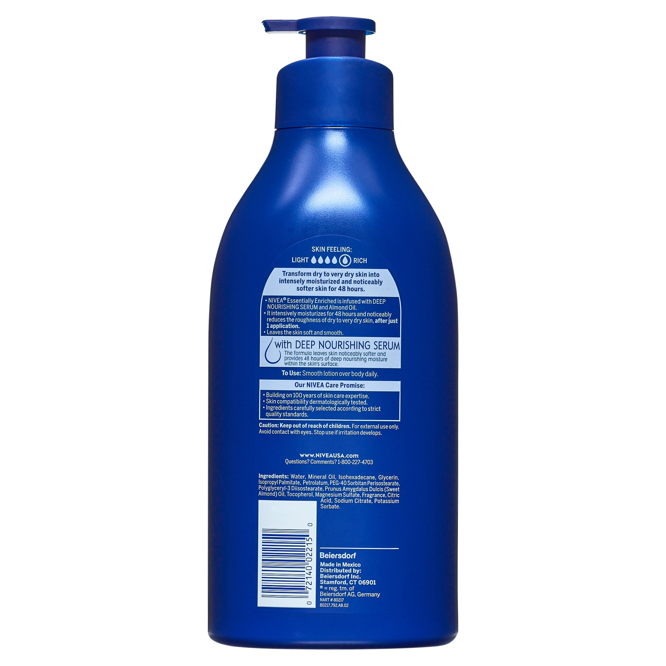 NIVEA Essentially Enriched Body Lotion for Dry Skin, 33.8 Fl Oz Pump Bottle | MTTS200