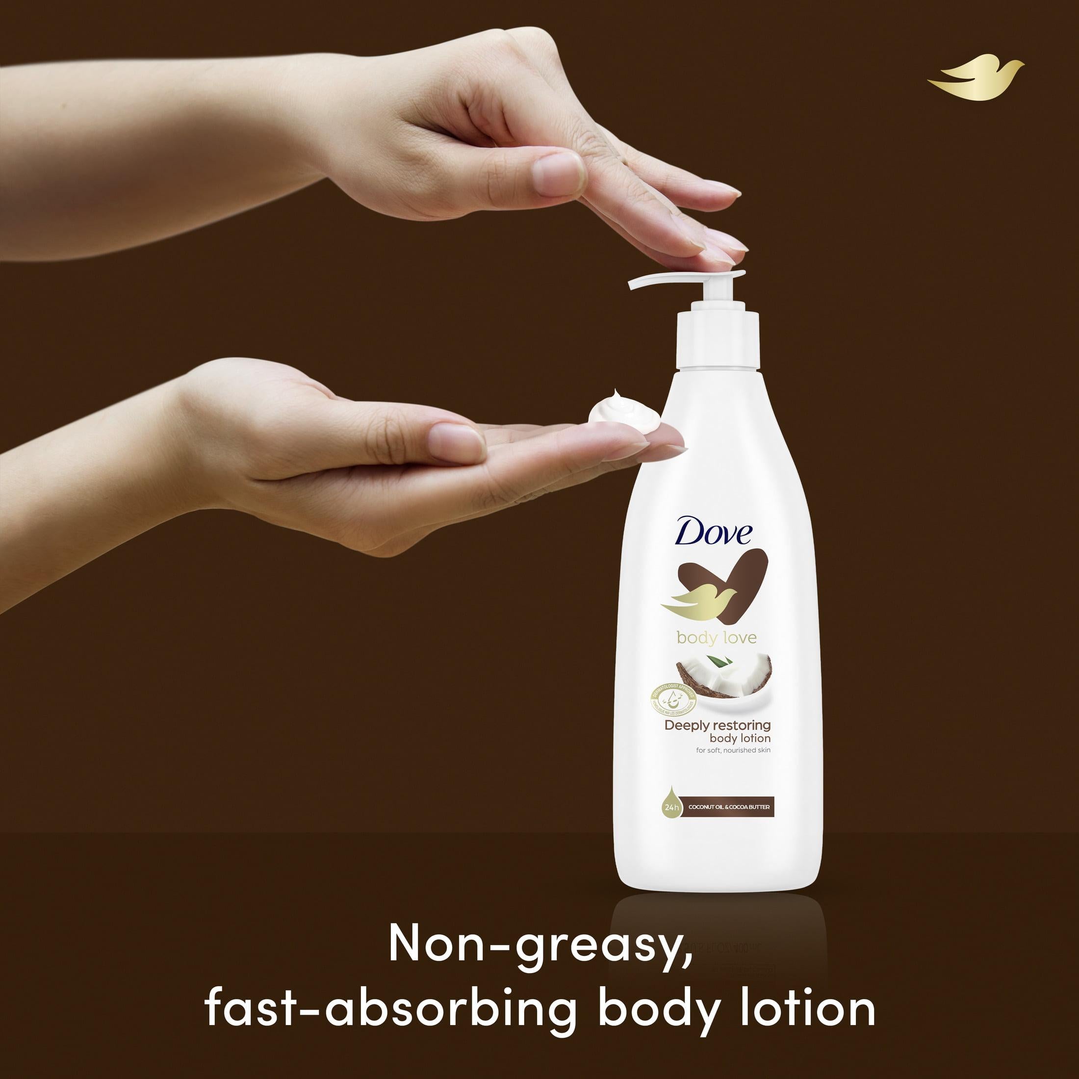Dove Body Love Deeply Restoring Body Lotion for Dry Skin, Coconut Oil and Cocoa Butter, 13.5 fl oz | MTTS413