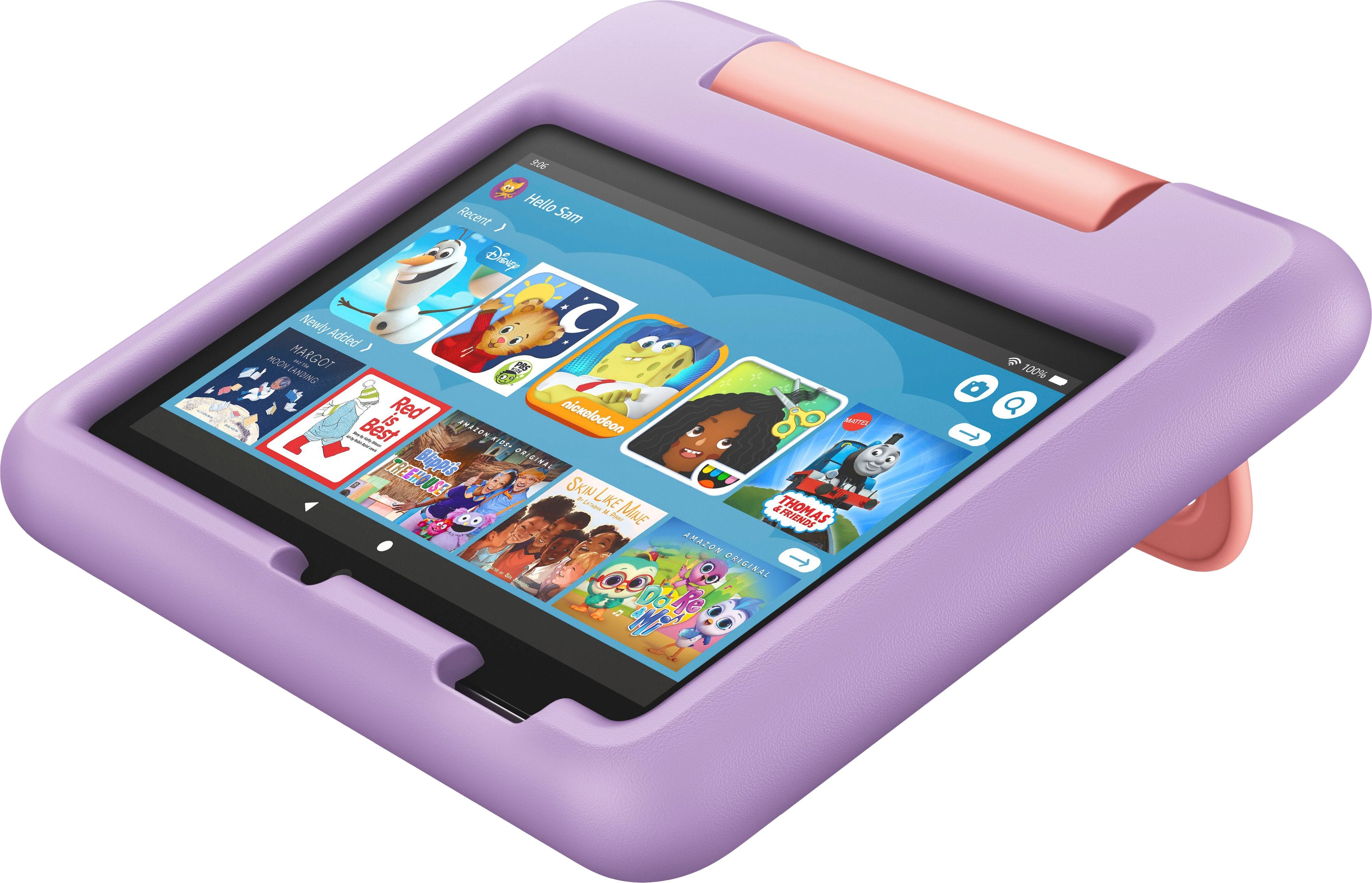 Amazon - Fire 7 Kids Ages 3-7 (2022) 7" tablet with Wi-Fi 16 GB - Purple | BBSS48A
