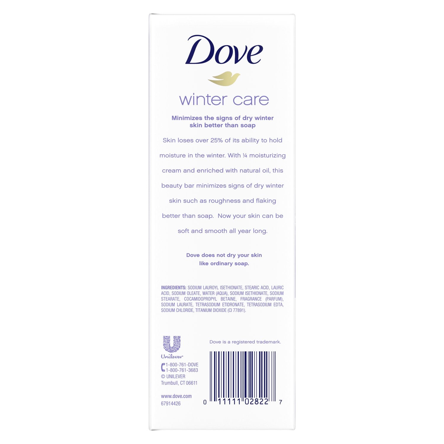 Dove Winter Care Limited Edition Gentle Beauty Bar Soap for Dry Skin, 3.75 oz (8 Bars) | MTTS461