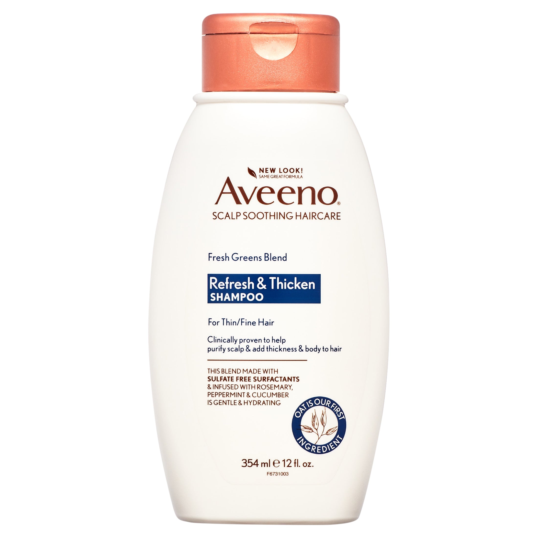 Aveeno Fresh Greens Blend Natural Volumizing Shampoo, Cucumber, Rosemary, for Fine Hair, 12 fl oz | MTTS365