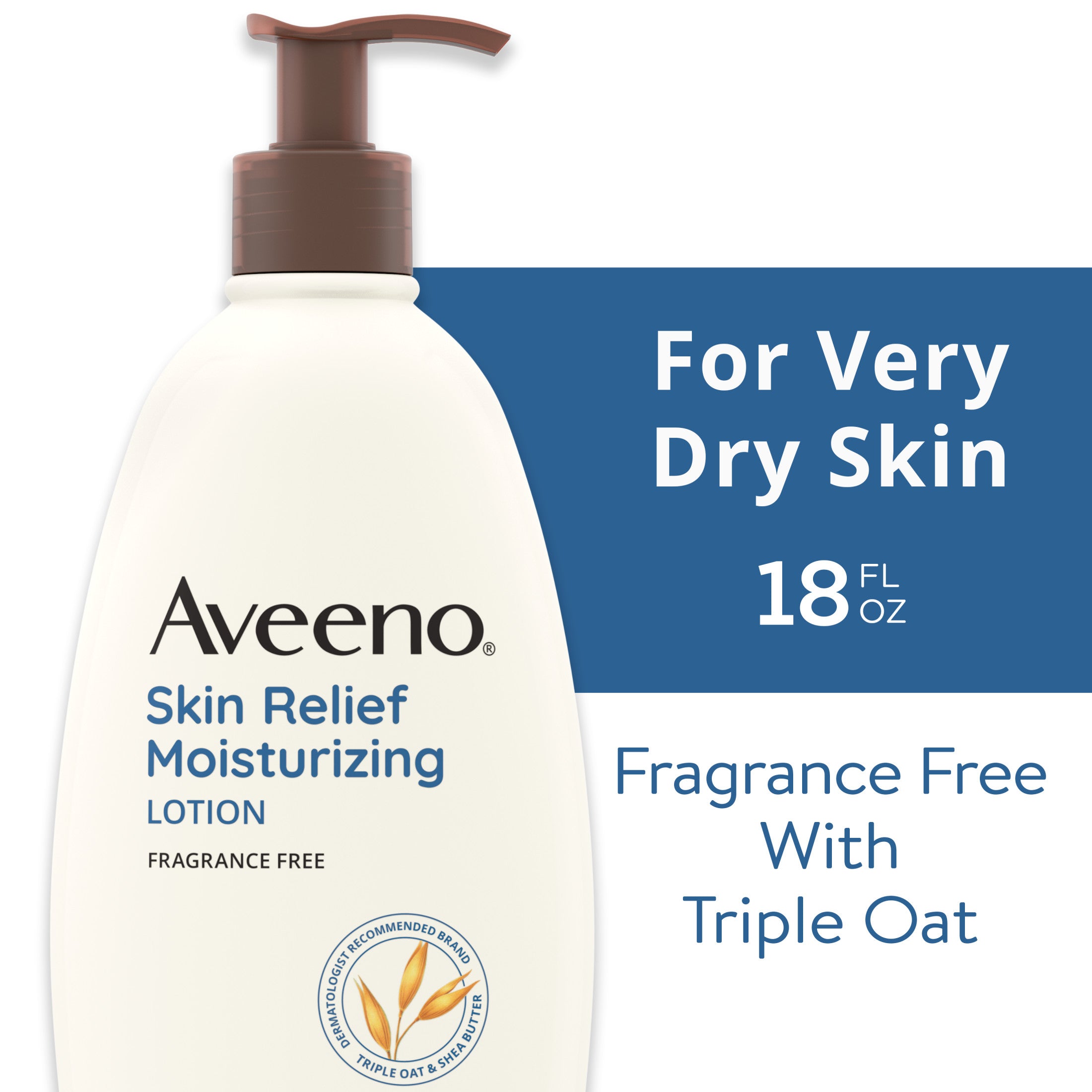 Aveeno Skin Relief Moisturizing Body and Hand Lotion for Dry Skin, Fragrance Free, 18 oz | MTTS340