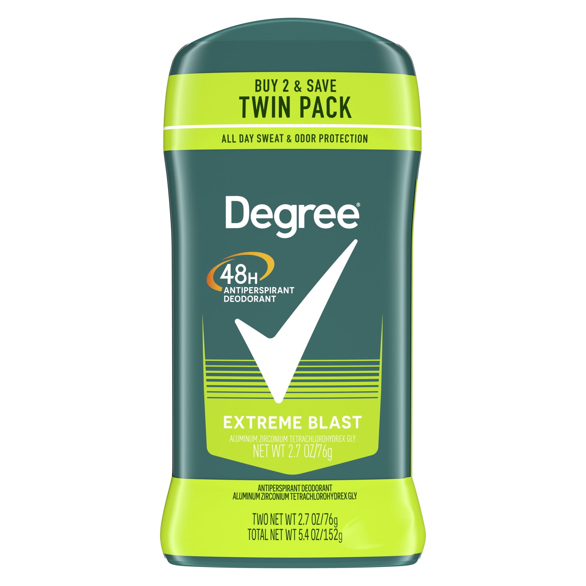 Degree Long Lasting Antiperspirant Deodorant Stick Twin Pack, Mint, 2.7 oz | MTTS239