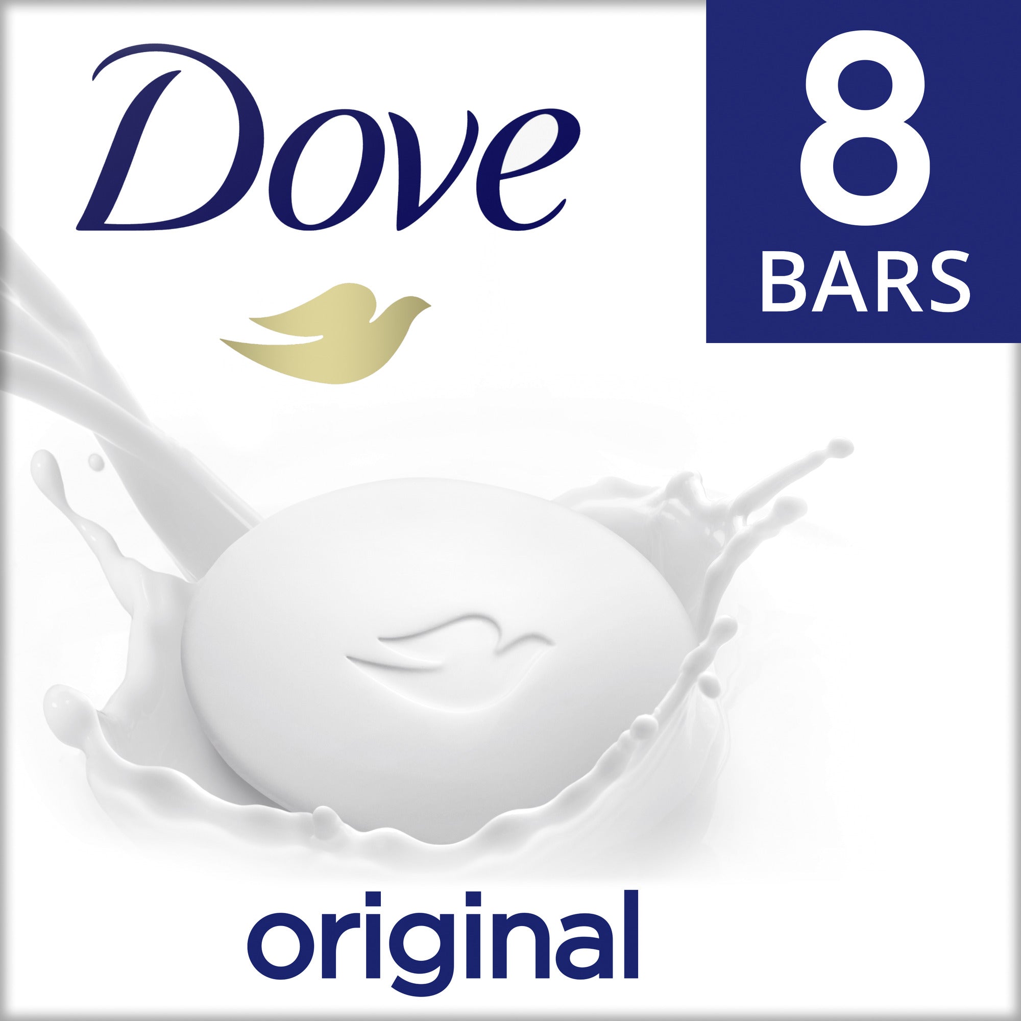 Dove Original Deep Moisturizing Beauty Bar Soap, Unscented, 3.75 oz (8 Bars) | MTTS458
