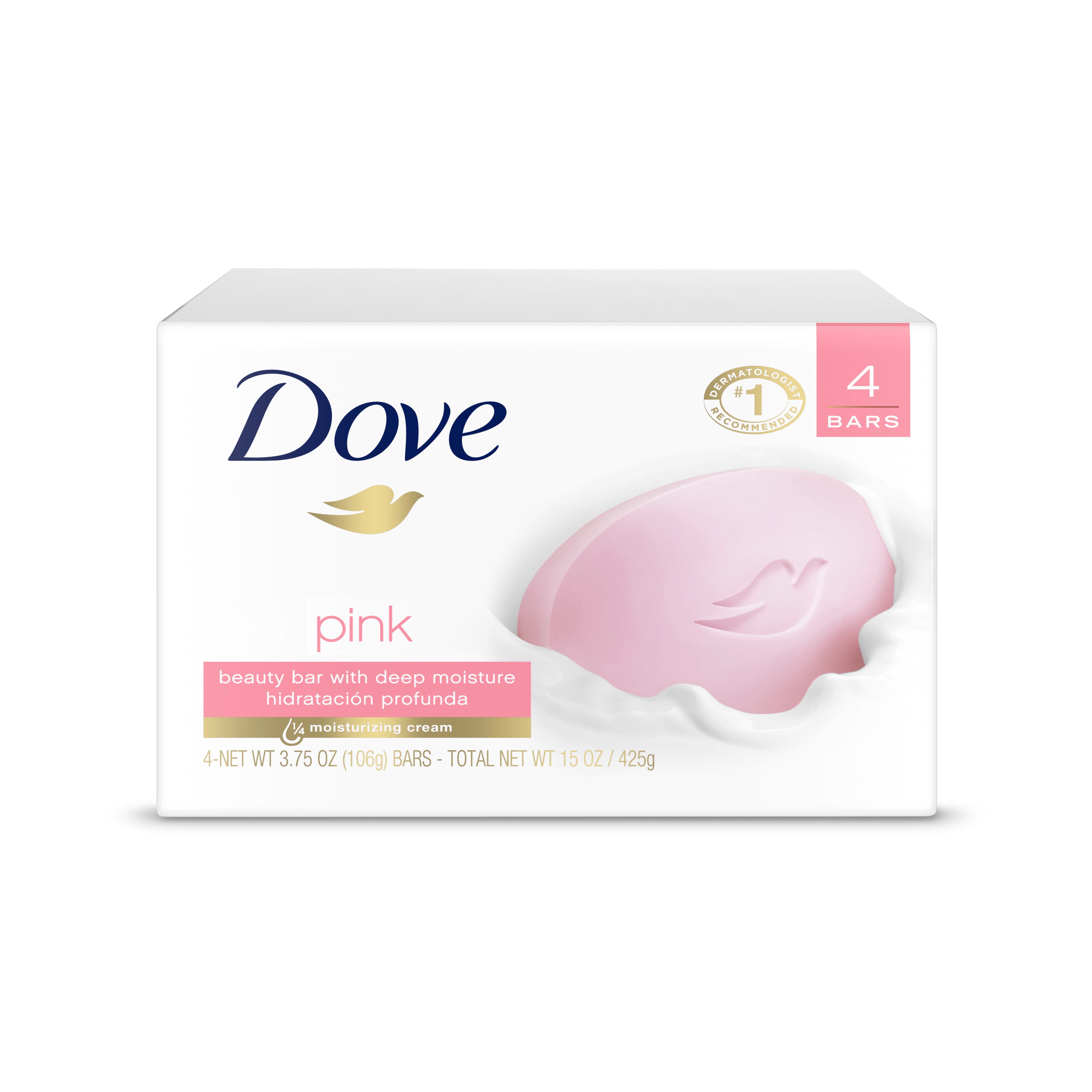 Dove Pink Gentle Deep Moisturizing Beauty Bar Soap All Skin Type, 3.75 oz (4 Bars) | MTTS465