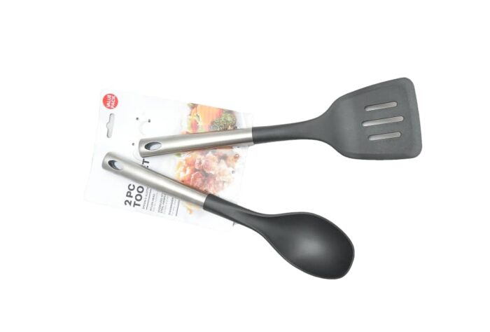 2 Piece Set Nylon Head Heat Resistant Spoon and Slotted Turner | TCHG341a