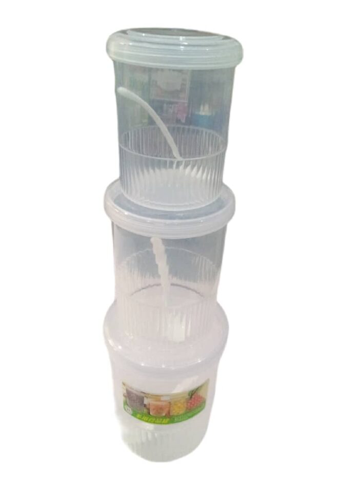 3 Piece Set of White Kitchen Storage Containers with Spoons, 1.2L 800ml and 450ml | TCHG303