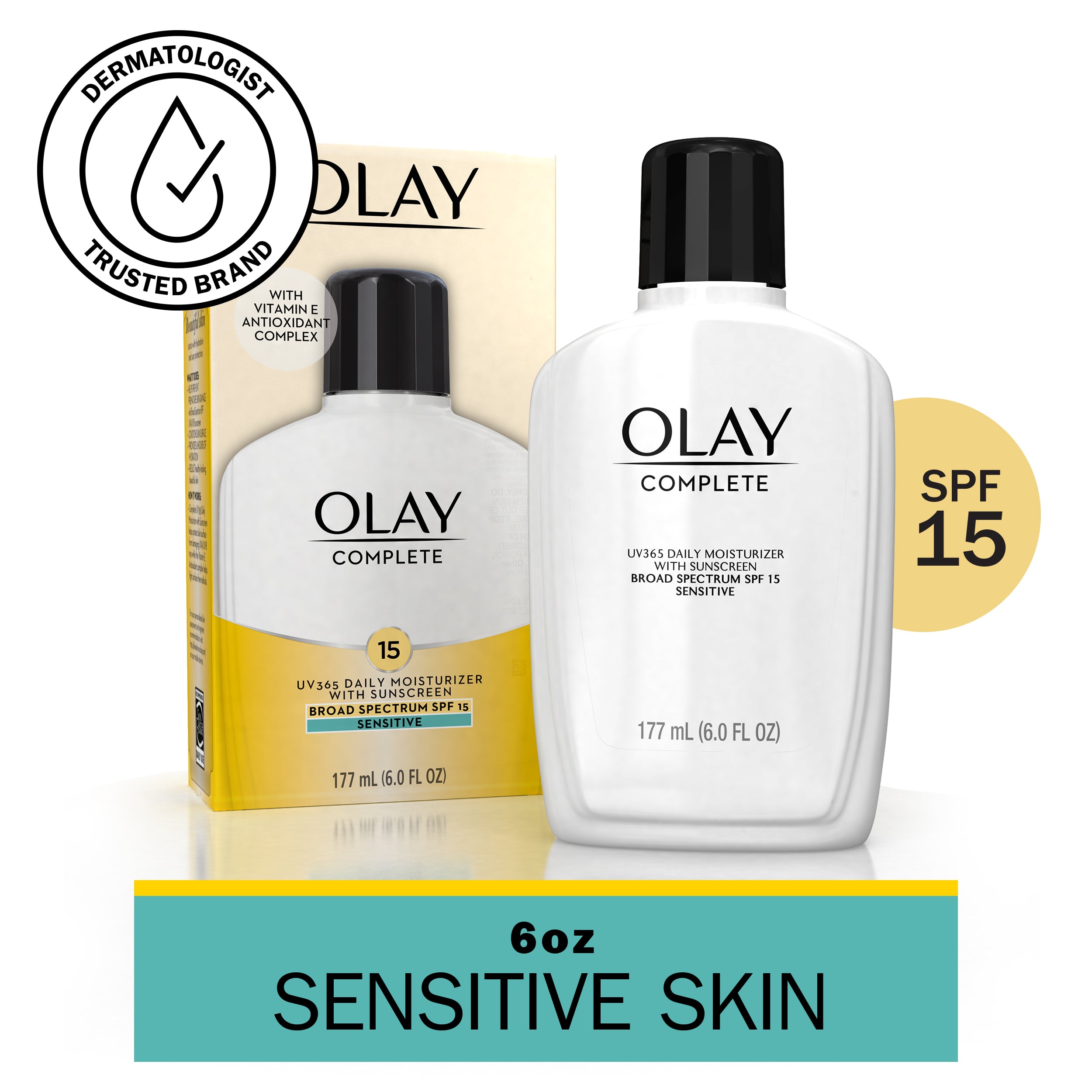 Olay Complete Daily Moisturizer for Sensitive Skin, SPF 15, 6 fl oz | MTTS313