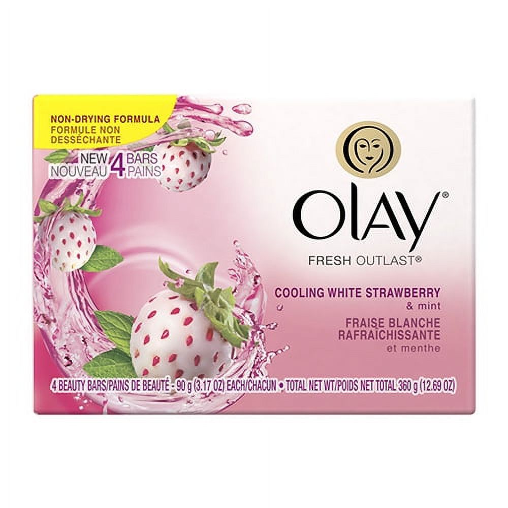 Olay Fresh Outlast Cooling White Strawberry And Mint Soap Bars 3.17 oz, 4 Bars, 2 Pack | MTTS336