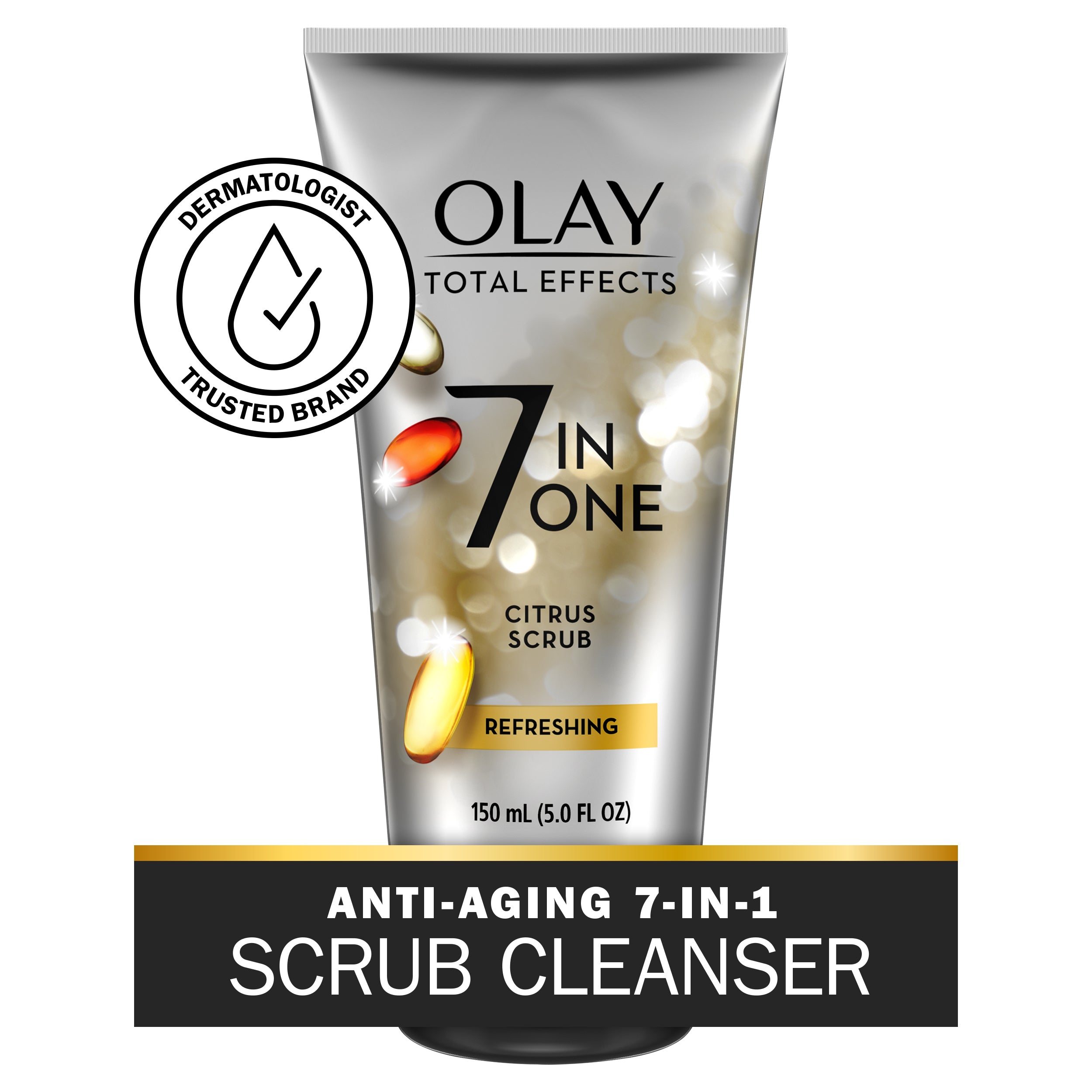 Olay Total Effects Face Wash, 7 in 1 Refreshing Citrus Scrub, All Skin Types, 5 fl oz | MTTS320