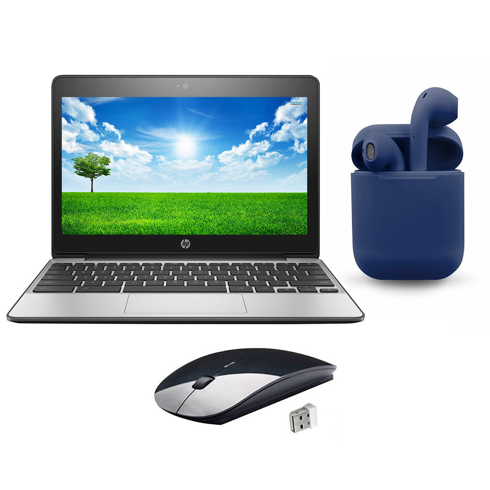 Restored | HP Chromebook | 2023 OS | 11.6-inch | 4GB RAM 16GB | Bundle: Wireless Mouse, Bluetooth/Wireless Airbuds | MTTS46