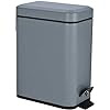 Set of Rectangular Pedal Bin and Toilet Brush with Removable Bucket 5L – Grey for Hotels and Restaurants | TCHG172a