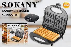 Sokany Waffle Maker SK-BBQ-137 800Watt for Homes, Hotels, and Restaurants | TCHG104a