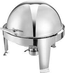 Stainless Steel Round Roll Top Chafing Dish for Homes, Hotels, and Restaurants | TCHG185a