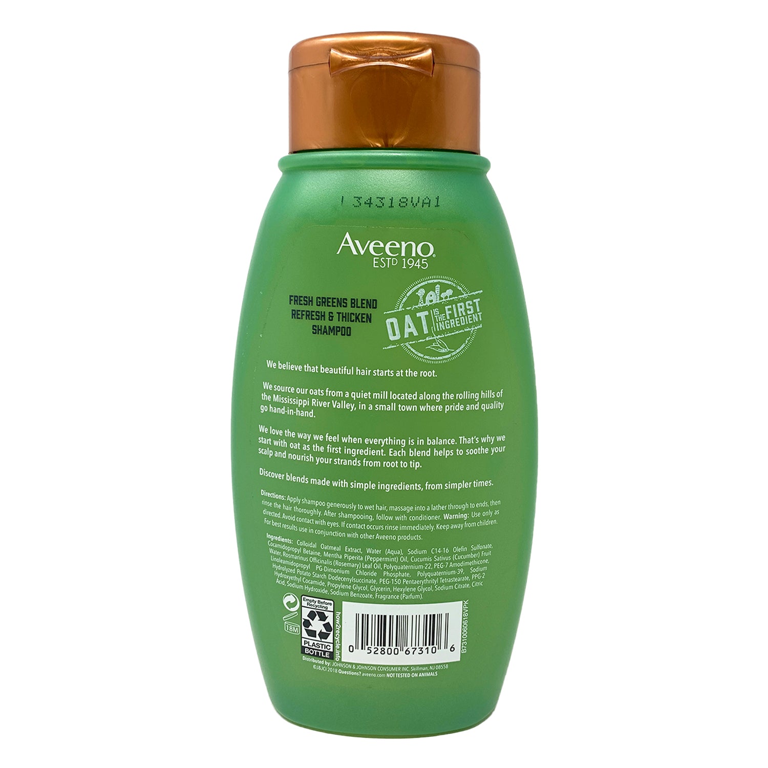 Aveeno Fresh Greens Blend Refresh And Thicken Shampoo, 12 fl oz | MTTS369