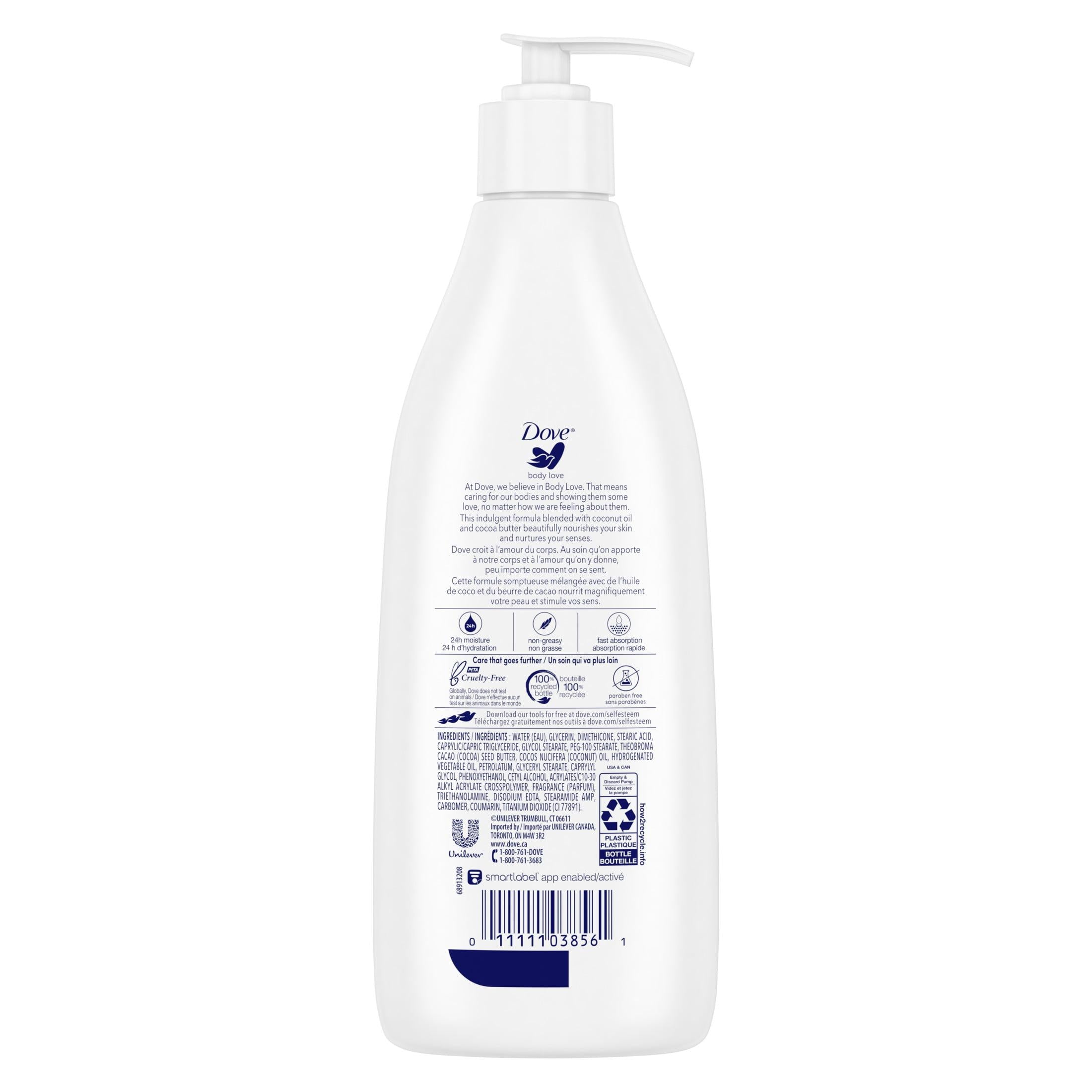 Dove Body Love Deeply Restoring Body Lotion for Dry Skin, Coconut Oil and Cocoa Butter, 13.5 fl oz | MTTS413