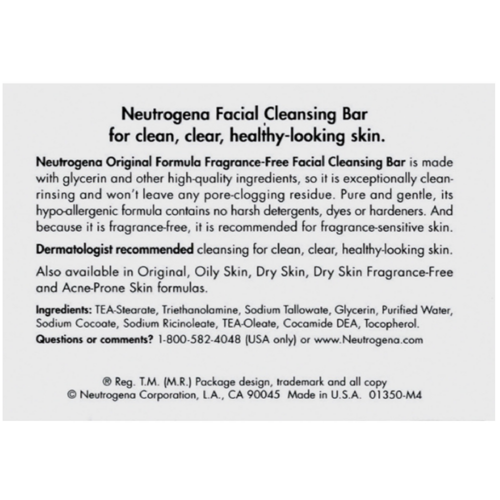 Neutrogena The Transparent Facial Bar Original Formula, Fragrance Free 3.50 oz | MTTS289