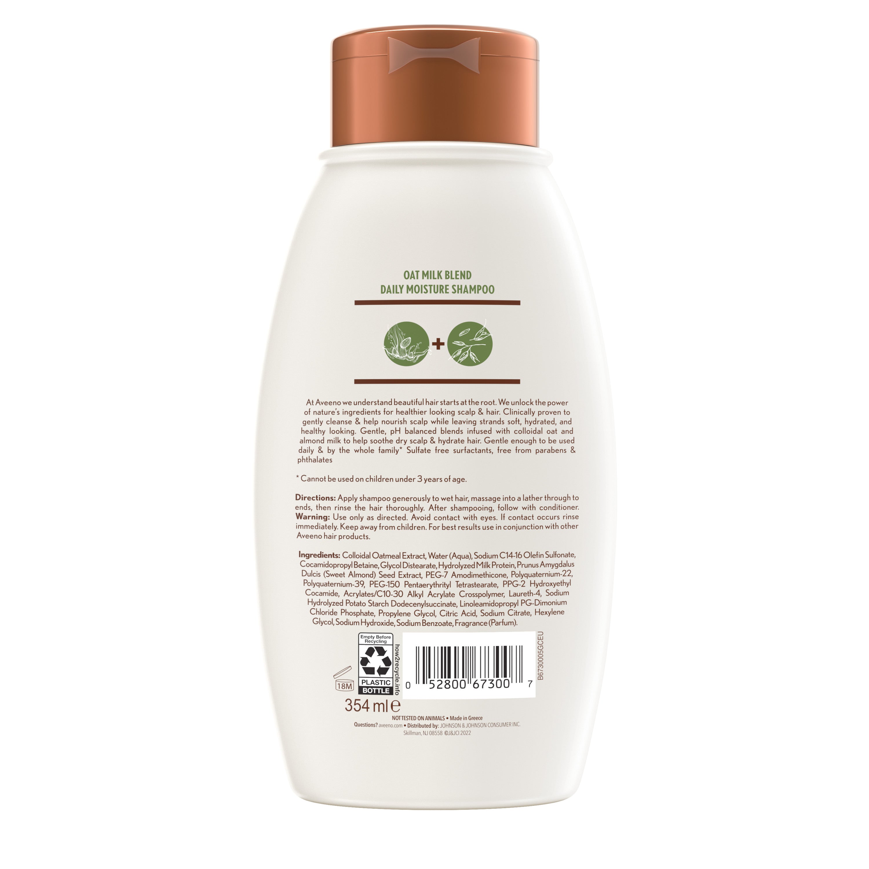 Aveeno Oat Milk Blend Moisturizing Shampoo, Ultra-Hydrating, for Dry, Damaged Hair, 12 fl oz | MTTS366