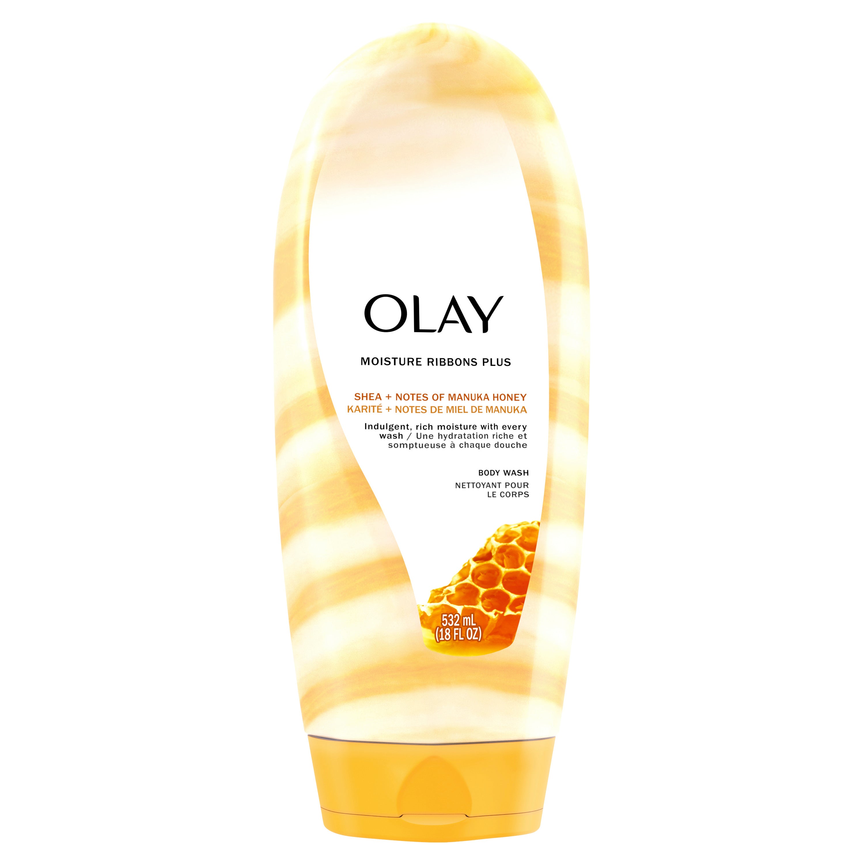 Olay Moisture Ribbons Plus Shea and Manuka Honey Body Wash, for All Skin Types, 18 fl oz | MTTS303