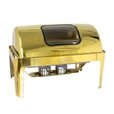 Gold Chafing Dish with Glass Lid for Homes, Hotels, and Restaurants | TCHG196a