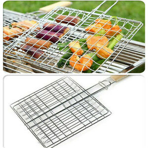 Foldable Stainless Steel Grill Basket with Wooden handle| TCHG151a