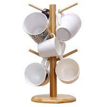 Bamboo Mug Holder Tree with 8 Hooks for Homes, Hotels, and Restaurants | TCHG282a