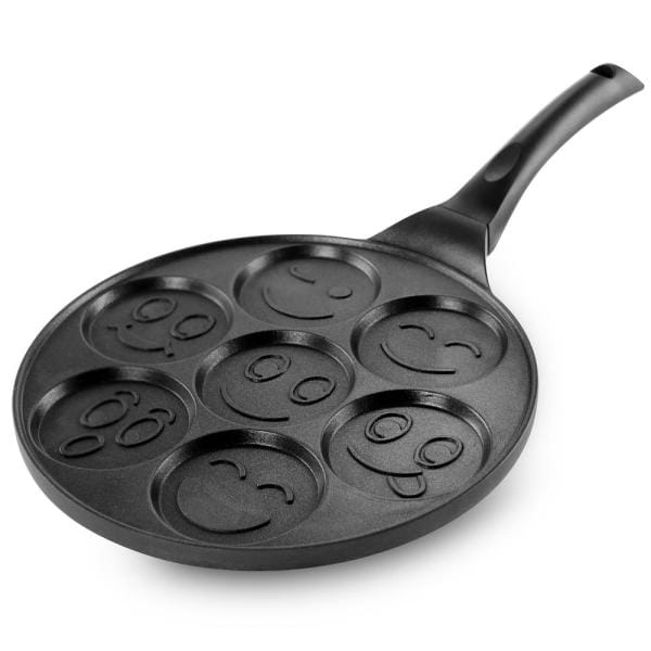 Emoji Smiley 7 Face Non - Stick Pancake Pan, Black | TCHG343a